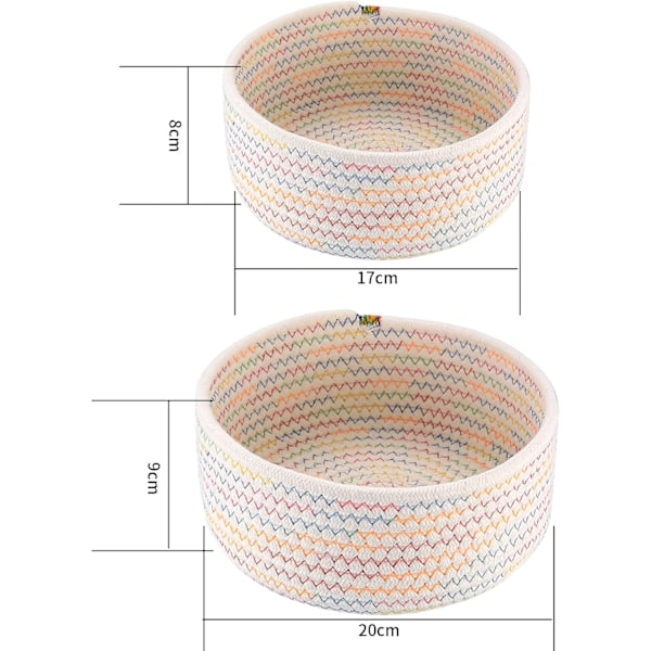 Punotut puuvillaköysi säilytyskorit, 2 kpl punotut pyykkikorit, lelujen säilytyskorit, lelut, kirjat, olohuone, lastenhuone, punotut ba Embroidered Rainbow on Beige