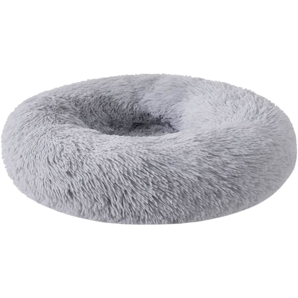 Katteseng Plys Donut Dyre Seng Rund Varm Cuddler Kennel Blød Hvalp Sofa Rede Varm Blød Plys Komfortabel ((Lysegrå S/37CM) til 2,5KG Kæledyr