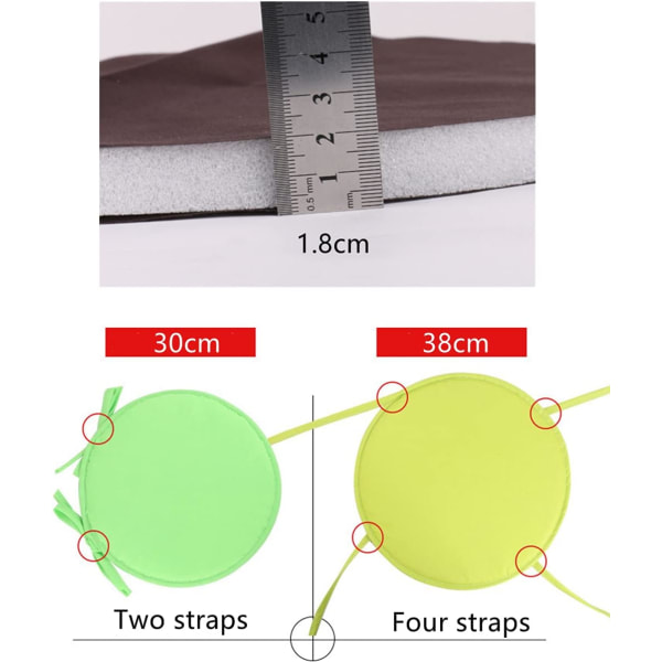 Farverige indendørs/udendørs stol hynder runde sædehynder have terrasse hjem hynder - diameter 30cm/38cm, terrasse møbler hynde betræk, runde sæ Green 38cm