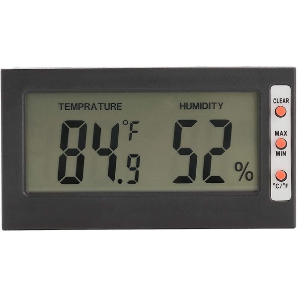Digital LCD Hygrometer Inomhustermometer Multifunktionsmonitor Temp Fuktighetsmätare Monitor För kontor Sovrum Vardagsrum Växthusodling (1 st
