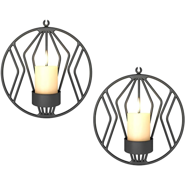 Sett med 2 vegglysholdere for stue, vegglampetter for søylelys eller telys, Metall metallkandelaber for stue soverom, for bryllup