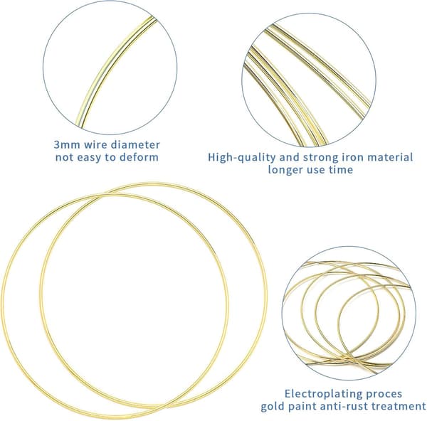 5-pack 25 cm metallkransar guld blomkrans