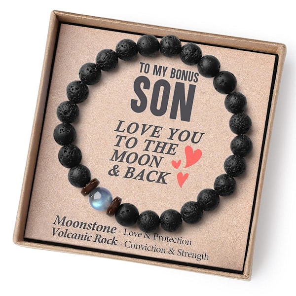 Bonus Søn Gaver Til Min Bonus Søn Stedsøn Gaver Fra Stedfar Bonus Søn Armbånd Teen Drenge Gaveideer Teenage Drenge 11 13 15 17 År Gammel Graduering H Bonus Son (XL) 8.3 Inches
