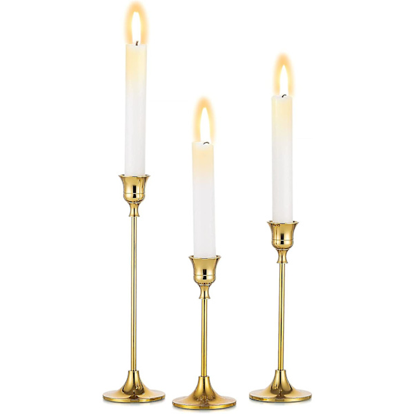 Ljusstake Dekoration Ljusstakar Vardagsrum - Set Om 3 Guld Kon Ljusstake Metall Ljusstake Dekoration Bord Bröllop Heminredning Fest o