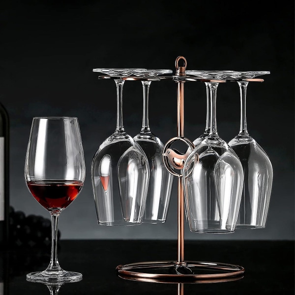 Rødvinsglassholder, Stemware Hylle 6 Glassholder Oppbevaring Frittstående stativ, Hengende kopp Organisering Vinglassholder