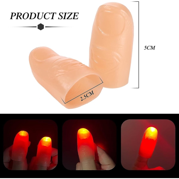 6 stk magiske tommelfingerlys falske finger LED-lys blinkende tommelfingerlys magisk triks blinkende tommelfingerlys LED-spøkelsesleketøy for magiske rekvisitter fest