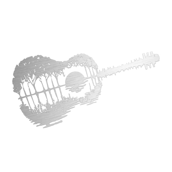 Gitarr Solnedgång Reflektion - Metall Väggkonst Heminredning Present Metall Färgglad