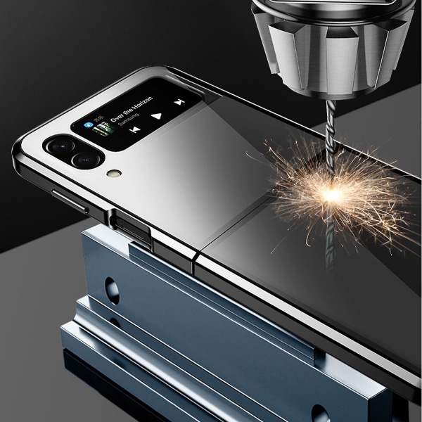 Magnetisk etui kompatibelt med Galaxy Z Flip 3, dobbeltsidet hærdet glas beskyttelsescover med sikkerhedslås