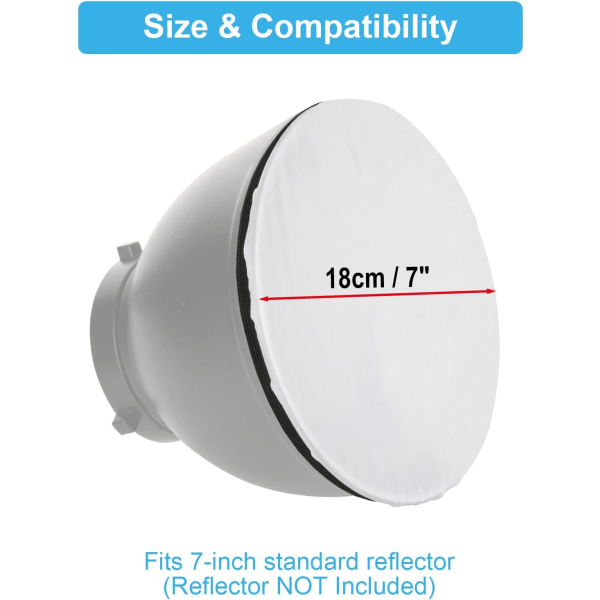6 stk Standard Reflektor Diffuser Deksel 7\" / 18cm Myk Stoff Diffuser Lys Deksel Reflektor Deksel for Fotografi Video Studio Standard Strobe R White (6 Pcs)