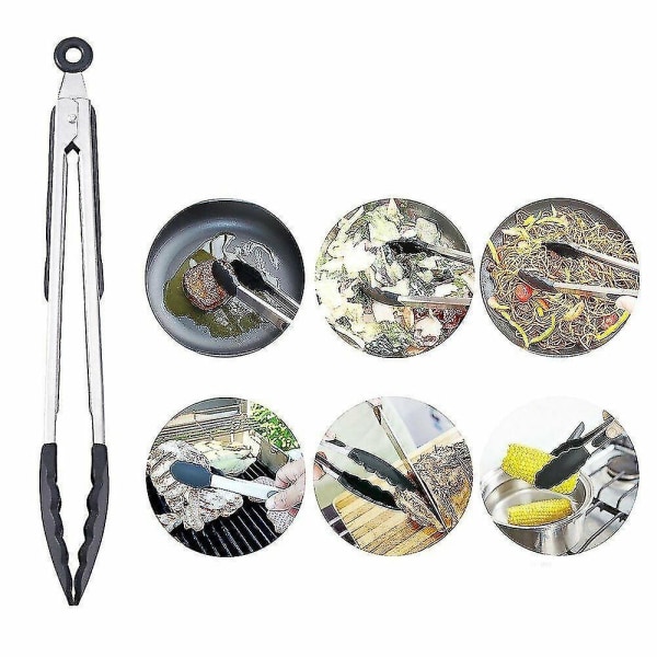 2 X Silikontänger (9\" *1& 12\"*1) Halkskyddat Grepp Matlagning Servering Buffé Ugn Sallad Bbq