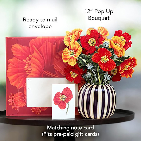 Freshcut Paper Pop Up -kortit, ranskalaiset kukat, 12 tuuman elinikäinen ikuinen kukkakimppu 3D-popup-onnittelukortit tyhjällä muistiinpanolapuulla ja kirjekuorella French Blooms