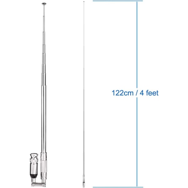 8-Sections Telescopic BNC Male Antenna 20-1300MHz Ham Radio Police Radio Scanner Antenna Compatible with Ham Radio Amateur Radio Frequency Co