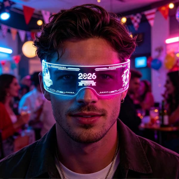 LED Lysende Briller – 7 Farger 12 Blitsmoduser – for Cyberpunk & Ravefest E