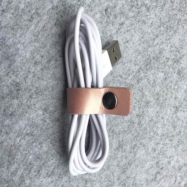 Genanvendelige læderkabelstropper Kabel Earphone Cord Management Ties til computer-tv-elektronik (10 stk, sort+brun)