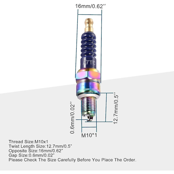 4 Blå A7tc Tändstift För 50cc 70cc 90cc 110cc 150 Mobylette Go Kart Atv Scooter.