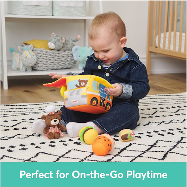 Baby Play Soft Collection, My Little Food Truck 5-osainen pehmolelusetti, jossa rätinä, piipittäjä ja rypistysääni lelut, aistipeli vauvoille, 7,5u2 Food Truck