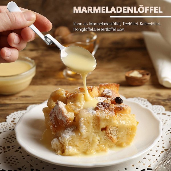 Syltetøjsske, rustfrit stål Latte Macchiato ske ophængningsske sæt 4 stk. til kaffe, te, kage