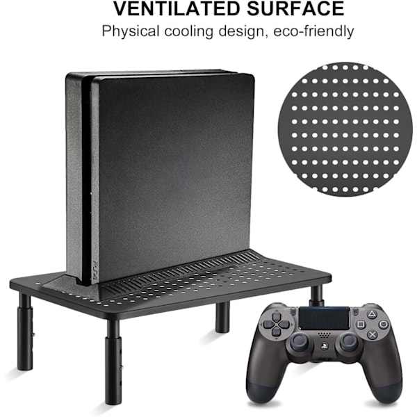 Datormonitorhöjare, Metall för Laptop, Skrivare, Notebook och Alla Platt-TV-Skärmar med Ventilerad Plattform, 3 Höjdjusterbara Black