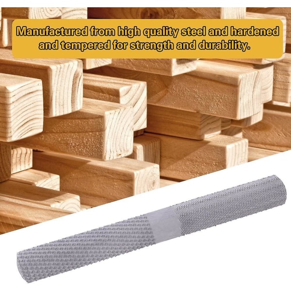 Tresper raspfil, 4 i 1 stål flat raspfil halvsirkel snekkerarbeid trebearbeiding tre håndverktøy carving rasp grovt verktøy (1 stk, grå)