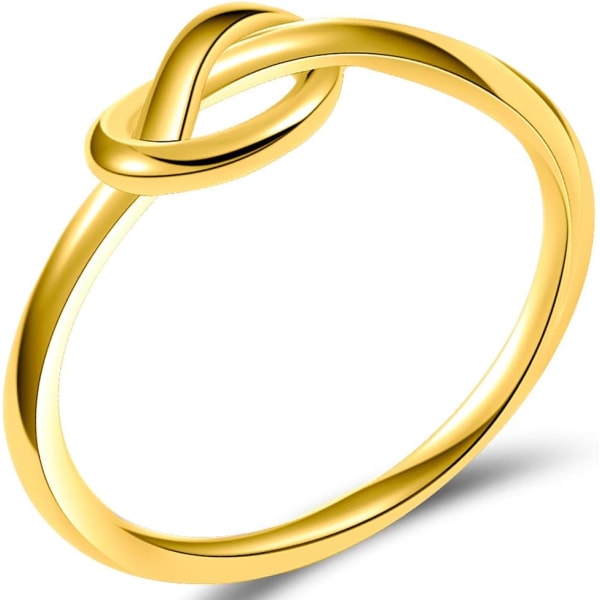 Størrelse 3-13 Rustfrit stål Simple Love Knot Celtic Promise Jubilæumserklæringsring Gold 5.5