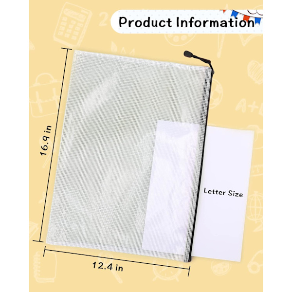 A3 Dokumentmapp Extra Tjock Dragkedja Arkivpåsar Mesh Dragkedja Dokumentplånböcker Mapp Resväska För Kontorsmaterial Och Reseaccessoarer Black A3