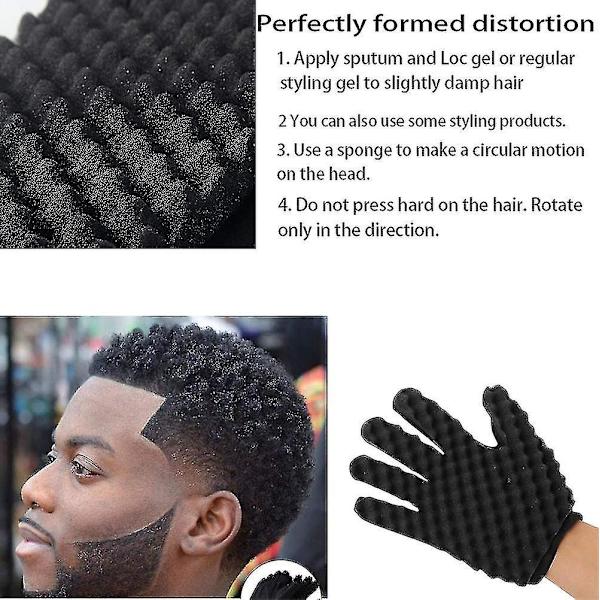 Hiusharja sieni, Diy Double Side Mode Curls Coil Magic Tool Wave Barber, Hiusharja sieni musta hiusten kiharrin hanskat