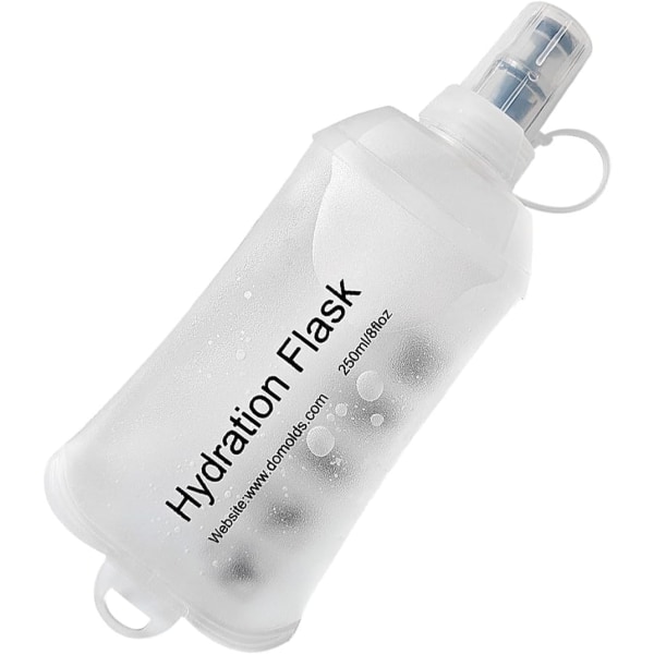 250ML Myk Flask, TPU Foldbar Løpehydreringsflaske, Myk Sammenleggbar Vannflaske for Hydreringspakke Sykling Maraton Løping Fotturer, Hvit White 250ml