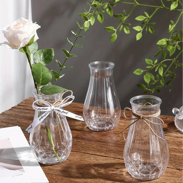 Plast Klar Knoppvas Dekorativ Blomvas Växthållare Modern Mittpunktsvas för Hem Bröllopsfest 2pcs