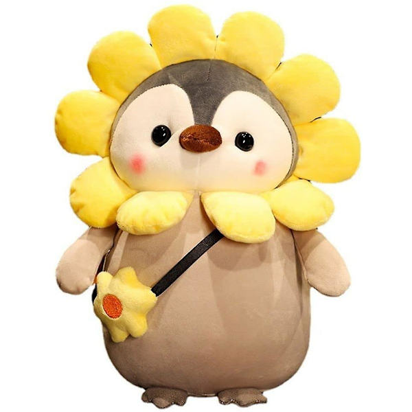 Blød pingvinlegetøj til værelseindretning, plysdyr, blød pude, kawaii tegneserie bløddyr pingvin pingvin plyslegetøj (blomst 35 cm)