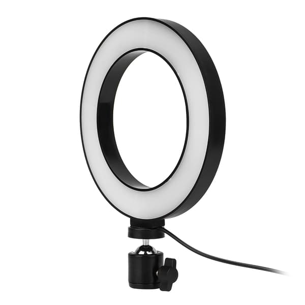 6 tommer LED-ringlys til livestreaming, selfie og fyldlys, dæmpbart, 3 lystilstande
