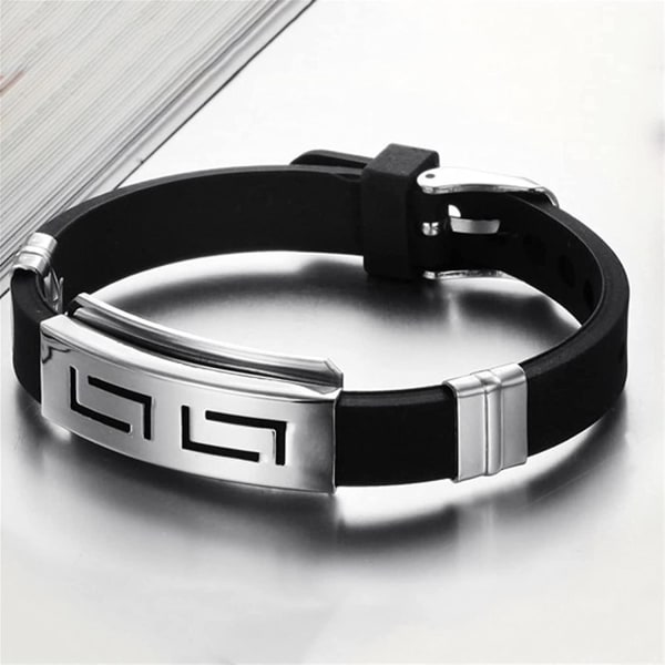4st Nyckelmönster för män justerbart armband Armband med spänne (svart)