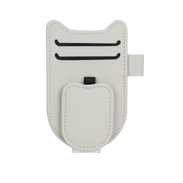 Universal Visirclips Multifunktionel Bilorganizer til Solbriller Kort Magnetisk Kunstlæderholder Beige