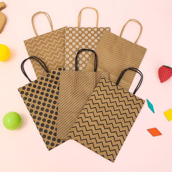 24 stk. gaveæsker med 24 servietter, gaveposer med håndtag, brune gaveposer i kraftpapir til fødselsdag, bryllup, babyshower, fest Brown 24 Pack with Tissues 1 count (Pack of 24)