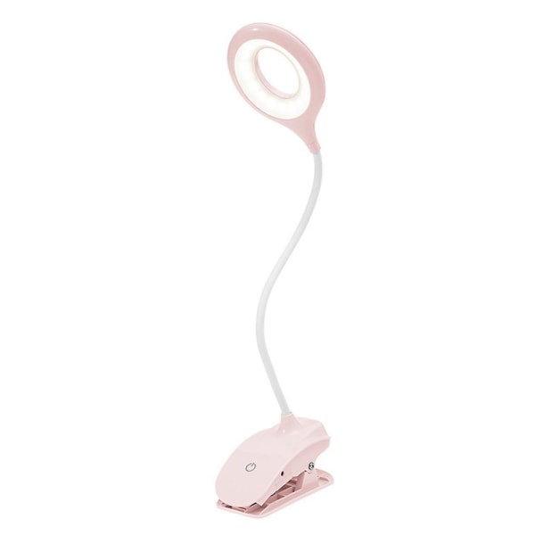 Led skrivebordslampe Øjenvenlig klemmelampe Klemmelamper Læselamper Med Usb-port Hvid  pink