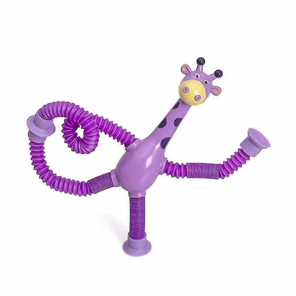 Giraffe leksak med teleskopisk sugkopp, giraff sensorisk leksak, rolig pedagogisk stressavlastningsleksak, giraffleksak för stretching och stress relief tecknad (