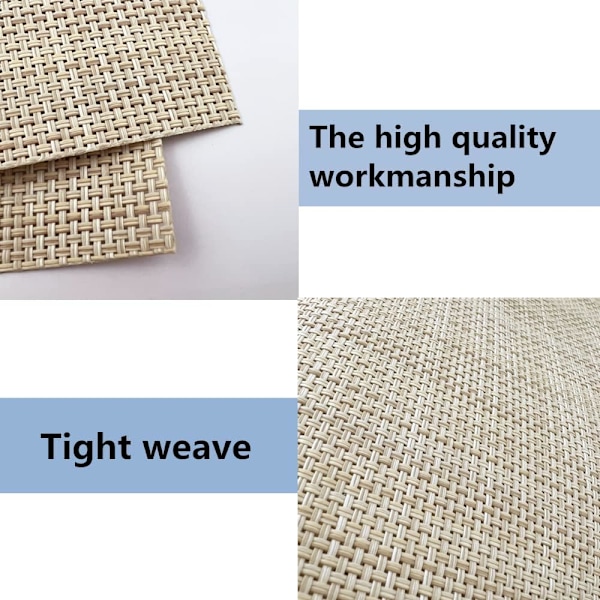 Dukningsunderlägg, lätta att rengöra, vävda vinyl-dukningsunderlägg, slitstarka, halkfria, värmebeständiga bordsunderlägg, dukar för köksbord (beige, 6) Beige 6