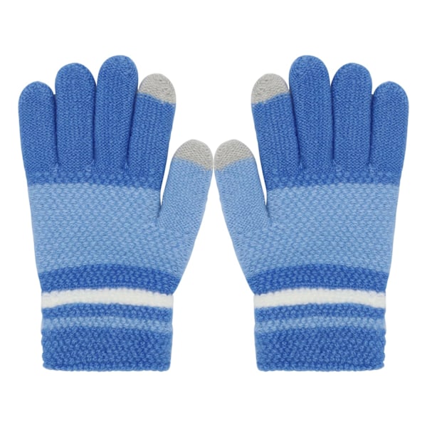 Barnvantar, Stickade Vantar för Vinter, Stretchiga Barnvantar, Helfingersvantar för Barn, Fluffiga Varma Barnvantar för Pojkar och Flickor Blue