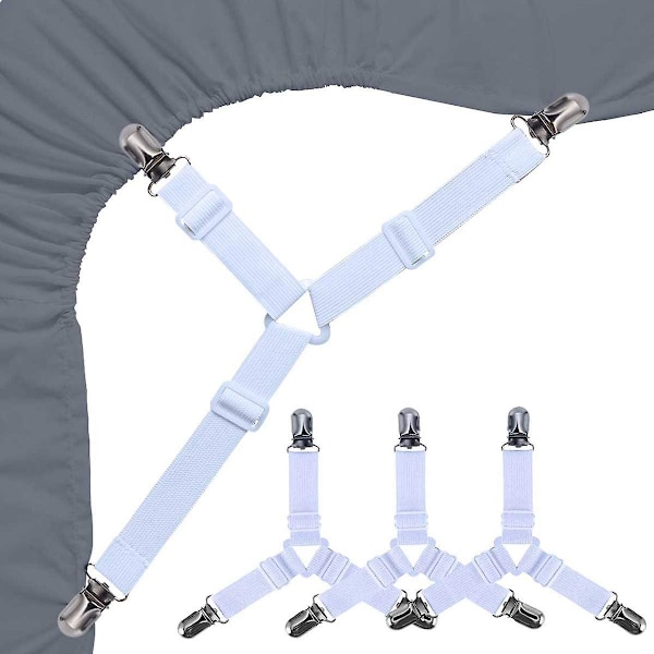 Lakanhållare med fästelement - 4-pack triangulära lakanfästelement passar platta hörnfästen flexibla