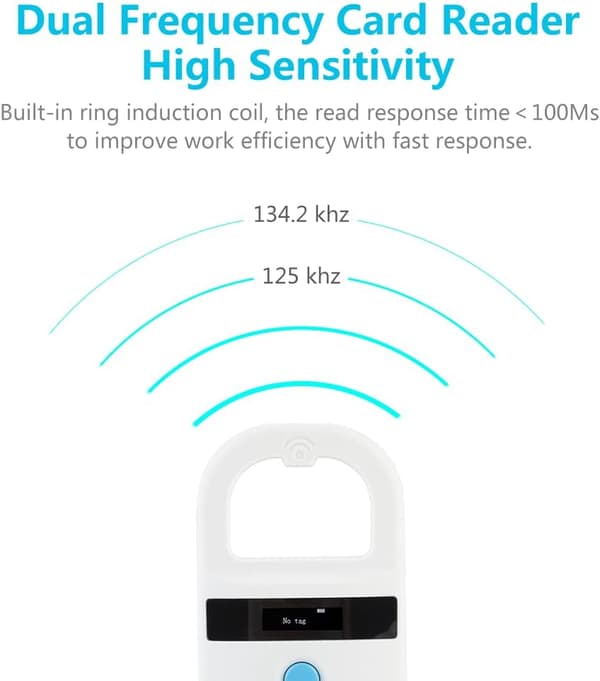 Hundmikrochipläsare husdjurschipskanner med OLED-skärm stöder FDX-B (ISO11784/11785) och EMID-mikrochip för djurhantering.