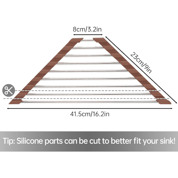 Trekantet oppvaskstativ for vaskhjørne, lite sammenleggbart rustfritt stål over vasken, flerbruks kjøkkenavløpsstativ, gryteunderlag, rustfritt S Brown