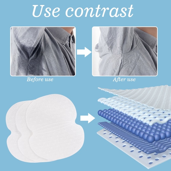 50 st armpads, svettpads för kvinnor och män, engångsarmpads för svettande kvinnor bekväma osmakade svettfria armhålor 5.1x3.54 Inch (Pack of 50)