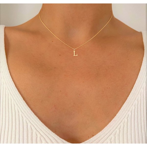 Gold Initial Necklaces for Women Girls, Dainty Gold Letter Necklace Tiny A-Z Pendant Choker Necklace Trendy Cute Personalized Monogram Name Neckl
