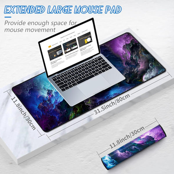 Musematte Gaming Stor Skrivebordsmatte (31,5 x 11,8 x 0,12 tommer) Vaskbar Musematte Bærbar PC-Skrivebordsmatte, Japansk Musematte med Sklisikker Gummibase, Utvid mouse pad Y14 XL