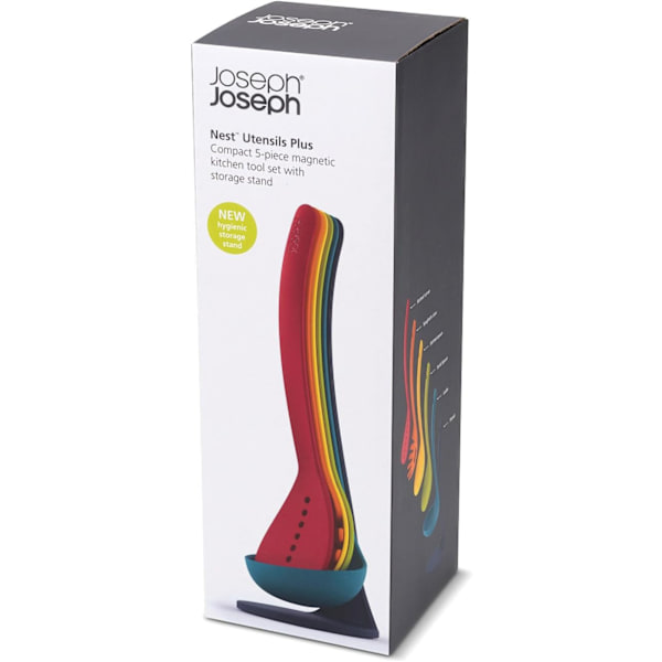 Nest 5-delars bestickset med magnetisk förvaringsställ, kompakt köksorganisation, diskmaskinsäker - Flerfärgad Multicolour Plastic