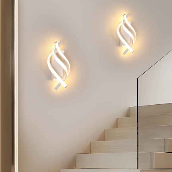 LED væglampe 22W, moderne aluminium LED væglampe med 3 spiralformede lamper, 3000K varmt lys, indendørs væglampe vægbelysning til soveværelse stue