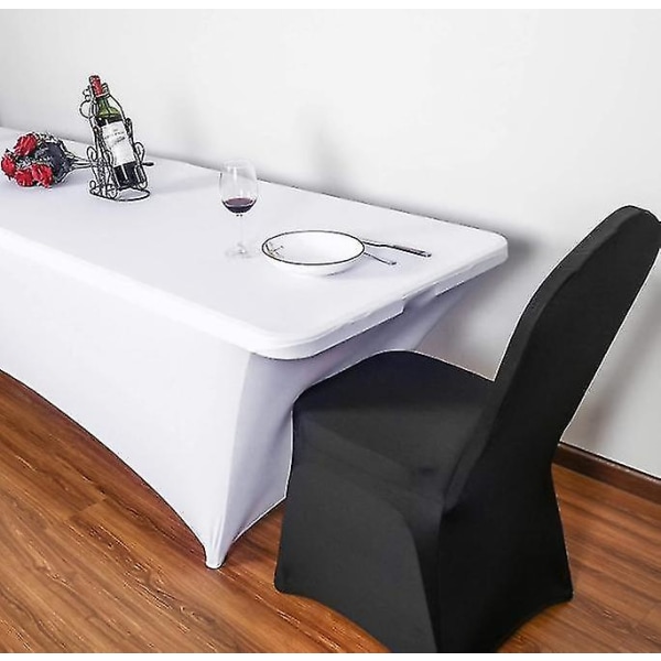 Stretch spandex bordtrekk for standard sammenleggbare bord - universell rektangulært montert dukbeskytter for bryllup, bankett og fest 3 størrelser 4 kol.
