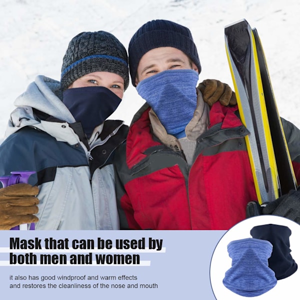 Vinterhalsvarmer Fleece Vindtett Halskrage Snood for Menn Kvinner Kaldt Vær Ansiktshalsduk Hodeplagg for Ski Løping Sykling Navy Blue+blue