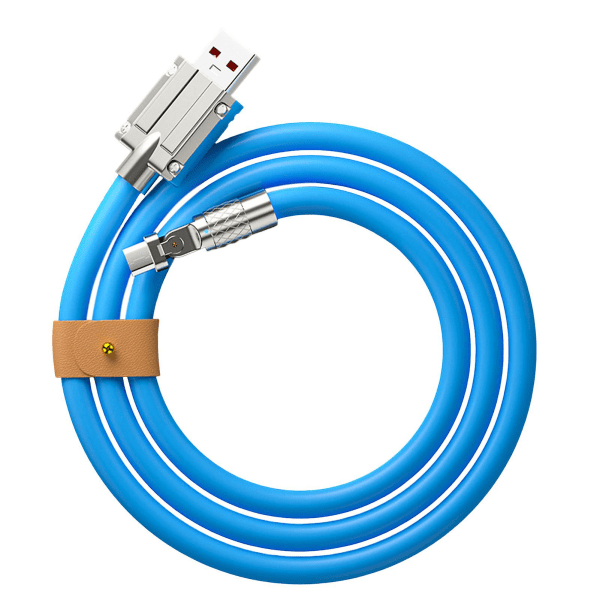 Hurtiglading Kabel Usb Til C Ledning 180 Graders Roterende Rettvinklet Hode For Hurtiglading Av Mobiltelefon 1m Android Liten Munn Blå