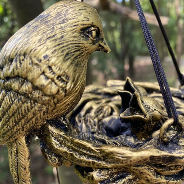Gardenvy Fuglerede Vindspil, Fugleklokkespil med 12 Vindklokker til Ære for Mors Kærlighedsgave, Have Baghave Kirkeophængsdekoration, Bronze