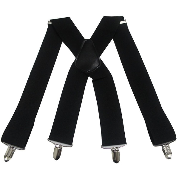 5 cm-extra breda X-hängslen för män med svarta eller silverklämmor och tjockt tyg